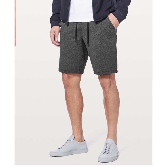 Lululemon City Sweat Short Mens Small 9.5 Inseam Heathered Black Athletic - Picture 1 of 13